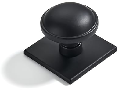 khtumeware 2-Pack Heavy Duty Solid 1-1/2 Inch Cabinet Knob with Backplate,Matte Black Drawer Knobs with Back Plate, Ideal for Dressers and Kitchen cabinets.