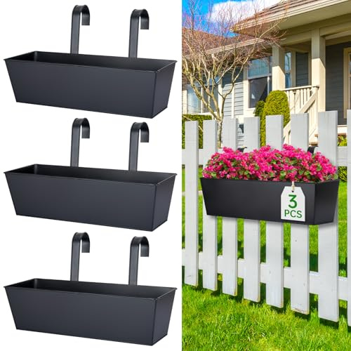 OGIMA Lot de 3 jardinières à suspendre de 40,6 cm pour balcon, terrasse et clôture extérieure – Lot de 3 supports de pots de fleurs – Jardinières à suspendre au balcon