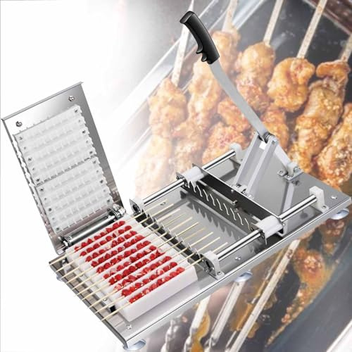 Kebab manual de acero inoxidable, máquina de pinchos de bambú para carne, herramienta de pincho multifunción, perfecta para carne de cordero y barbacoa, dispositivo manual fácil de usar