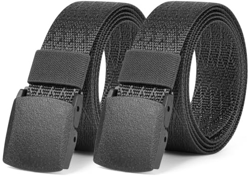 Aomig Bälten för män, justerbart nylonkanvastyg golfbälte, skuren för att passa canvas-nät passar var som helst, inga hål osynligt bälte för män, nylon automatiskt bältesspänne lämpligt för arbete och