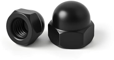 M6 (50 Pack) Hex Head Acorn Cap Nuts, Black Oxide 304 Stainless Steel 18-8 Hexagon Head Acorn Dome Cap Nuts, Hex Drive