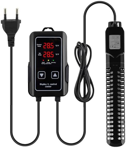 Nastopee Calentador de Acuario Ajustable de 500 W con indicador Digital Externo, Controlador LED, protección contra sobrecalentamiento, calefacción de Acuario para Agua Dulce y Salada