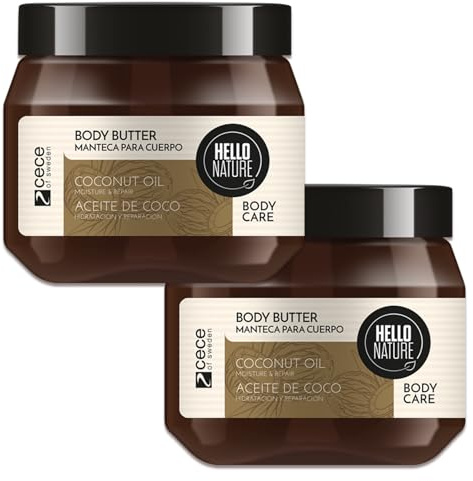 P-Beauty Naturkosmetik Body smör med ekologisk kokosolja – kroppssmör för mycket torr hud med mandelolja och pantenol – vegansk närande kräm utan parabener och silikoner – kroppskräm (2 x 250 ml)