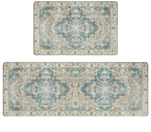 Alfombra Cocina 50X80Cm Gris Verde Alfombra Vinilica Cocina Cuero,Modernas Lavable Antideslizante Anti Fatiga para Pasillo, Comedor,Hogar Alfombrilla Cocina