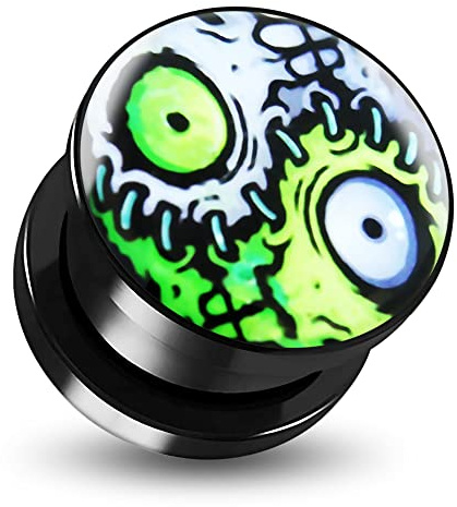 Monster Piercing 8MM Monstre Oeil Logo Photo Noir Acrylique UV vis Fit Chair Tunnel Le perçage des Oreilles
