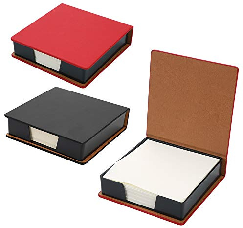 360 Sheets Leather Sticky Notes Holder Notes Cube Block Notes Dispenser Box Portable Note Pad Memo Message Pad Writing Paper 2Pack for School Business Office Home