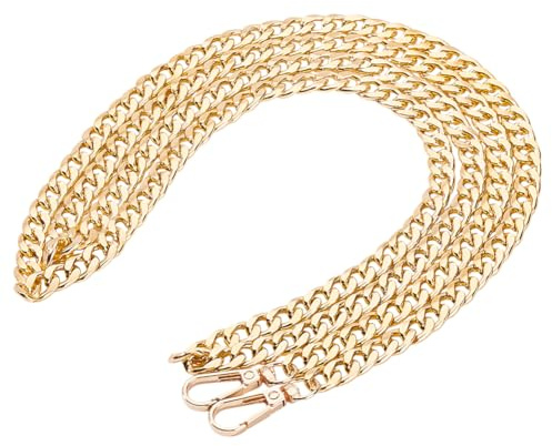 PandaHall 158cm Correa de cadena plana de aluminio Bolsa Cadenas Accesorios Correas de monedero Correas de hombro para cruz, con hebillas de metal (oro)