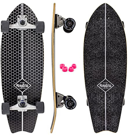 Mindless Surf Skate Fish Tail Skateboard, Adulti Unisex, Nero, 29,5'' x 9,75''