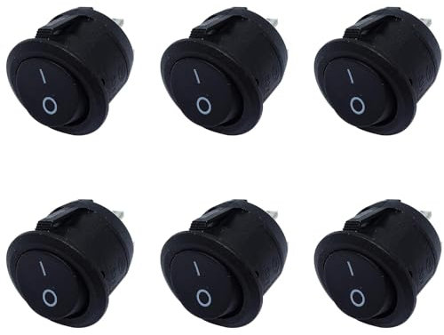 Voarge 6 interruptores de palanca redondos con hebilla con interruptor basculante circular autobloqueante para coche, barco, electrodomésticos, color negro