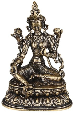 Tara Buddha Statue,1.97 Inch Green Tara Figurine Mini Buddha Sculpture Desk Ornament for Home Office Temple