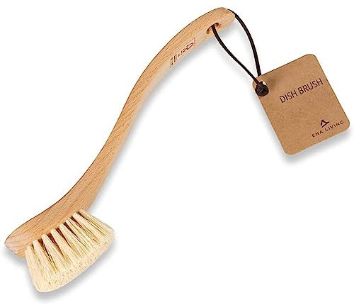 ENA Living Wooden Dish Brush (26x4 cm) | Sustainable FSC-certified Beechwood | Eco Labelled With Horse Hair Bristles | Long Lasting and Sturdy