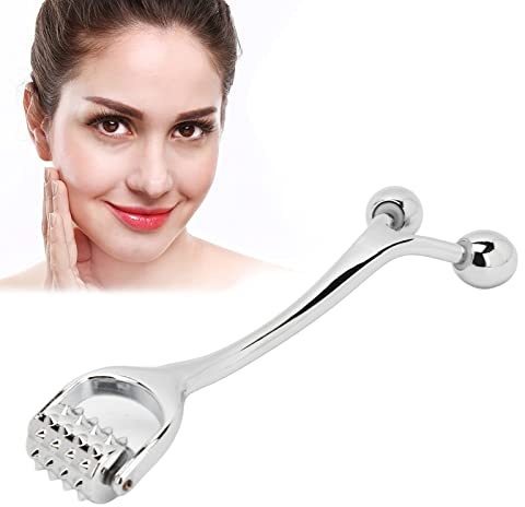 Rodillo De Masaje Facial, Rodillo Acanalado Para La Cara Rodillo De Acupuntura Facial De Aleación Rodillo De Doble Cabeza Para Promover La Absorción Masajeador De Elevación