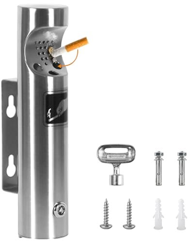 Aschenbecher Wandmontage, Aschenbecher für draussen, Aschenbecher Edelstahl Wandaschenbecher mit Schloss für Terrasse, Restaurant, Hotel