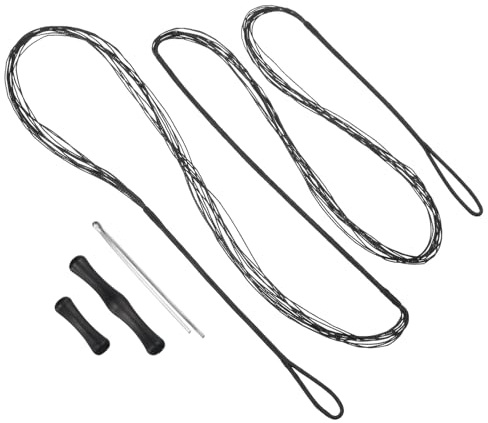 PATIKIL Bow String Replacement with Bowstring Finger Guards for AMO 60, 12 Strands Traditional Recurve Bowstring, Black