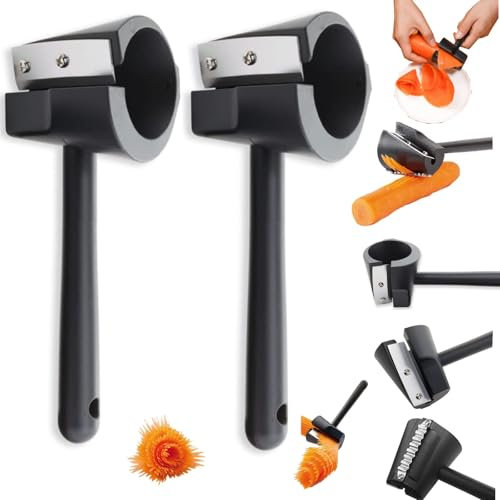 Fonyiunce 2 Stück Spiralschneider Gemüse, Edelstahl Karotten Schneider, Gemüsespiralschneider Hand Slicer, Gekräuselte Blumen Zucchini Spaghetti Schneider, für Karotte Gurke Küchenschneider