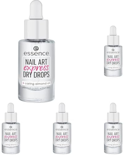 essence cosmetics nail art express dry drops, Nagellack Schnelltrockner, transparent, ohne Aceton, vegan, Mikroplastik Partikel frei (8ml) (Packung mit 5)