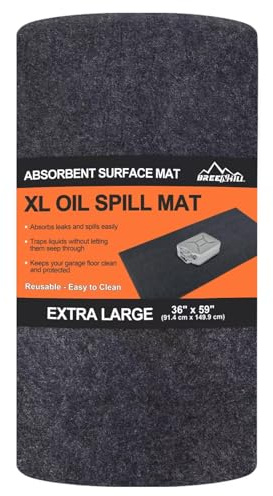 BREENHILL XL Oil Spill Mat (36 x 59), Premium Absorbent Oil Pad, Reusable, Washable,Waterproof Backing Contains Liquids, No Soak Through,Protects Garage Floor Surface