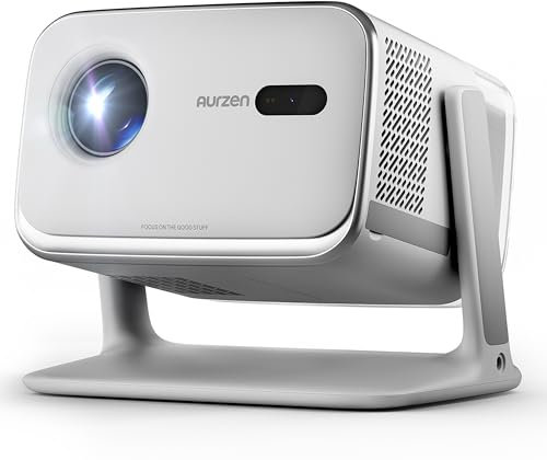 Aurzen Boom Mini 4-in-1 Smart Beamer mit Google TV, 4K Unterstützt Heimkino & Outdoor Projektor, 20W DoIby Audio, 500 ANSI Projector, ToF Autofokus & Trapezkorrektur, WLAN/Bluetooth/Handy (Grau)