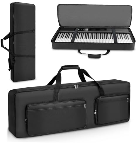 SUNDOY 49 61 76 88 Bolsa para Teclado - Bolsa de Transporte de Tela Oxford 600D Resistente, Relleno de Espuma de 8 mm, Transporte de teclados, Accesorios de música y Mucho más, Negro