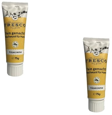 Fresco Fein gemacht! Naschwurst Käsecreme | Doppelpack | 2 x 75 g | Ergänzungsfuttermittel für Hunde | Praktische Soft-Touch-Tube | Zuckerfreie Snackpaste | Ideal für unterwegs