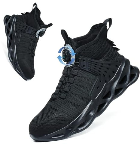 PJZHJI Sicherheitsschuhe Herren Arbeitsschuhe Leicht Stahlkappenschuhe Sportlich Atmungsaktiv Safety Shoes 787A Black 44