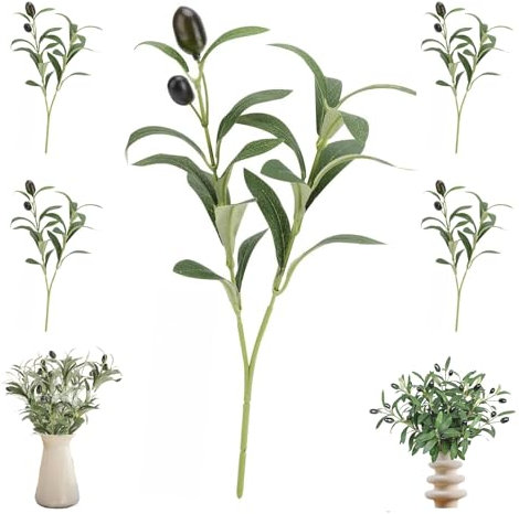 5 Pezzi Rami di Ulivo Artificiali Piante Artificiali Ramo d'Ulivo Verde Piante Finte per Vasi la Casa l'Ufficio la Fattoria Centrotavola la Decorazione