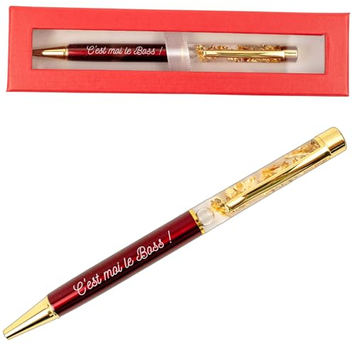 Ernestine - Stylo c'est moi le boss - Cadeau humour homme - Stylo personnalisé collègue ou patron - Idée cadeau personnalisé original et chic à offrir avec étui pour collègue patron, chef, ami
