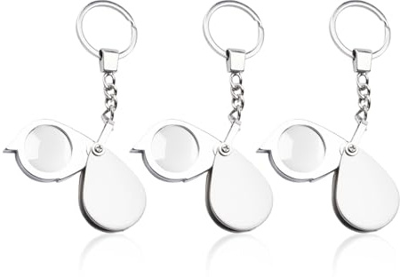 Lente D'Ingrandimento Portachiavi Da 3 Pezzi, Portachiavi A Forma Di Lente D'Ingrandimento, Lente D'Ingrandimento Pieghevole, Strumento Di Lettura Portatile, Regalo Di Ricompensa Per Bambini.