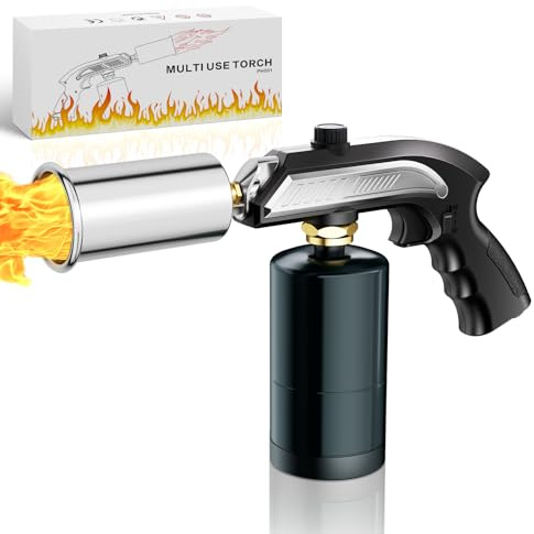 MR. COUNT Propane Torch Gun with Safety Lock, Adjustable Blow Torch Kitchen Cooking Torch for Sous Vide, Steak Searing, BBQ Grill, Charcoal Lighter, Campfire Starter (Propane Tank Not Included)