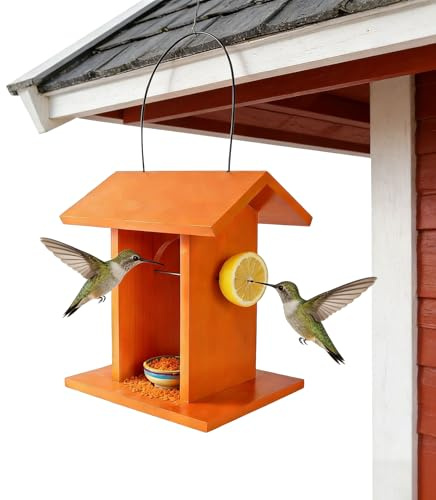 Casa para Aves,Estación de Alimento Montada con Tejado | Alimentador De Madera para Aves De Exterior,para Adultos y Mayores Que Observan Pinzones en Jardín Balcón Patio Exterior