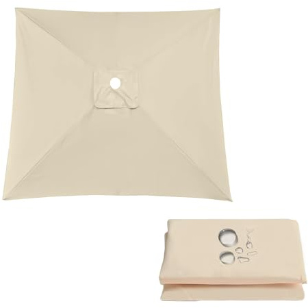Copertura Di Ricambio Per Ombrellone Da Giardino, Telo Di Rechange 2x2 3x2 2.5x2.5 3x3m, 4/6/8 Stecche, Parasole Impermeabile E Resistente Ai Raggi UV, Vela Di Ricambio In Tessuto(Beige,2.7X2.7m)