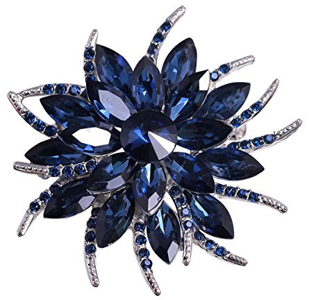 Merdia Broche en cristal en forme de fleur - Bleu