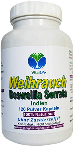 Weihrauch Boswellia Serrata 120 Pulver Kapseln Natur Pur NICHT hochdosiert KEIN Extrakt OHNE Zusatzstoffe OHNE Füllstoffe. 26396
