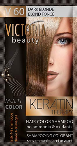Victoria Beauty - Color Shampoo für coloriertes Haar mit Keratin, Tönungswäsche, Tönungsshampoo ohne Ammoniak und Oxidantien dunkel blonde Farbe №60 (6 x 40ml)
