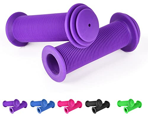 URAQT Fahrradgriffe Kinder,22 mm Lenkergriffe Fahrrad Kinder mit Höchster Sicherheit Prallschutz Kinderfahrradgriffe Gummi Grips für Roller Dreirad Kinder Laufrad Kinderfahrrad (Violett)