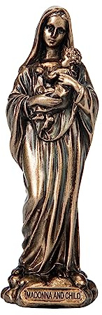 BEAUTIFUL GREEK STATUES Statue miniature Vierge Marie Mère de Jésus Madone en bronze coulé à froid 8,9 cm