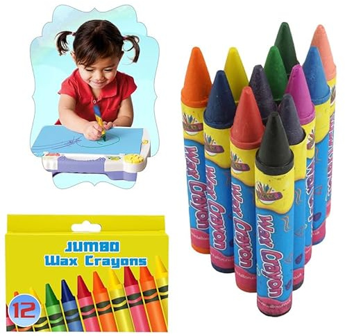 Jumbo-Wachsmalstifte, ein Muss für alle Kinder, Kunst und Handwerk, ungiftige Buntstifte, ideal für Kinder ab 3 Jahren, 12 Stück