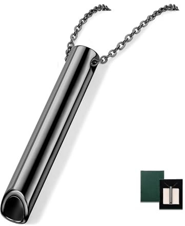 LOLIAS Atemkette Rauchentwöhnung Kette Edelstahl Rauchfrei Kette für Herren Damen Höki Halskette Stress-Achtsamkeits-Halskette Anhänger Atemübungen Tiefe Atemübungen Rauchfrei Meditation Geschenke