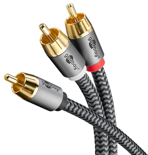 goobay 65301 Cinch Y-Kabel 3m / Mono zu Stereo digitales Koaxialkabel/Vergoldete Anschlüsse/Audio Kabel Cinch Stecker zu 2x Cinch Stecker