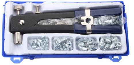 KIKAPA Juego de pinzas para remachado de 86 piezas, pinzas para remachado, remachadora profesional, máquina para remachado pesado con caja de herramientas duradera y reutilizable