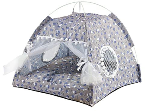 Innenzelt für Haustiere, abnehmbar, waschbar, weich, warm, rutschfest, niedliches Hundezelt mit Mesh-Türfenster für alle Jahreszeiten