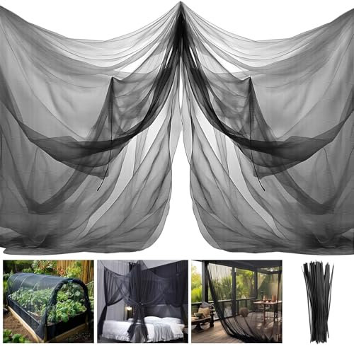 Insect Netting, Fine Garden Mesh Netting with 50pcs Ties, Butterfly Net 9.8 x 13.1ft, Bird Barrier Net for Plant Fruits Flowers Crops Greenhouse Protection