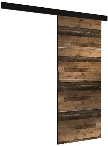 KIER FURNITURE Schiebetür Komplettset - MALIBU - Tür mit Laufschiene - Schiebetürsystem - Raumspartür - Innentüren - Schiebetür - Old Style 86 x 205 x 1,6 cm