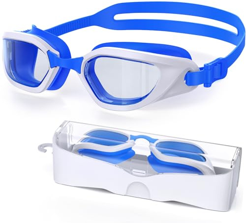 Zeligerstar Swimming Goggles, Goggles Swimming Adult with 3 Sizes Nose Bridges, Anti-Fog UV Protection No Leaking Adjustable Swim Goggles for Men Women Junior