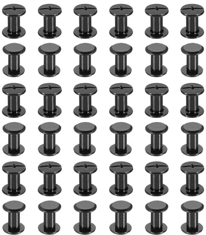 PATIKIL M5*9mm Tornillo de Encuadernacion, 50 Juego Tornillo de Chicago Remaches de Tornillos Conexión Columna Para Cuero Libros, Bolsos, Collares, Mochilas Reparación Bricolaje, Negro