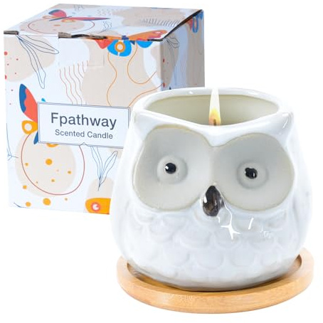 Fpathway Enchanting Owl Scented Candle Gifts for Her: Luxurious Aromatherapy Candles, Unique Birthday Gifts for Women, Relaxing Ladies Presents - Ideal for Wife, Mother, Best Friends (Sweet Orange)