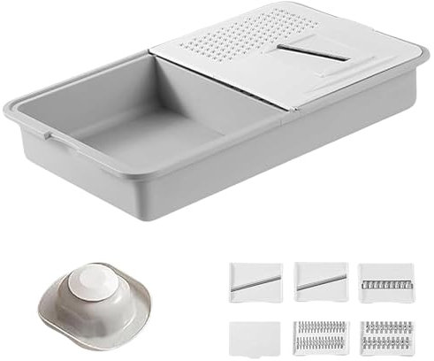 Planche à découper multifonction 6 en 1 amovible avec couvercles et râpes, pour déchiquetage, broyage, tranchage