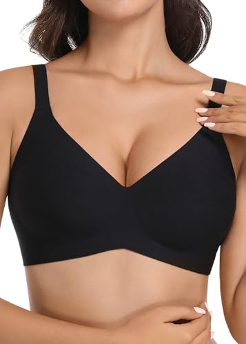 Kohentact Women's Wireless Seamless Bra Ultra-Soft Push Up Full Coverage Bralette Everyday Comfort & Support Black