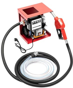Pompa Diesel 220V autoadescante 550W 60l/min - Pompa carburante industriale con pistola di erogazione automatica, contatore (±1%), tubo da 4 m per gasolio, macchine agricole, veicoli