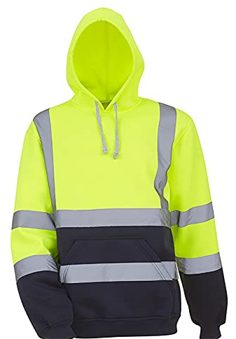 Yellow Hoodies Men Oversized,Hi Vis Reflective Tape Hooded Sweatshirt Orange Hoody Work Hoodie Security Safety Winter Warm High Visibility Sweatshirt Jacket Tops Plus Size